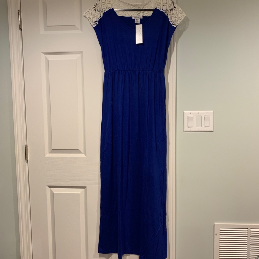 *HP* Sapphire Blue Maxi Dress with Crochet Accents - Picture 4 of 5